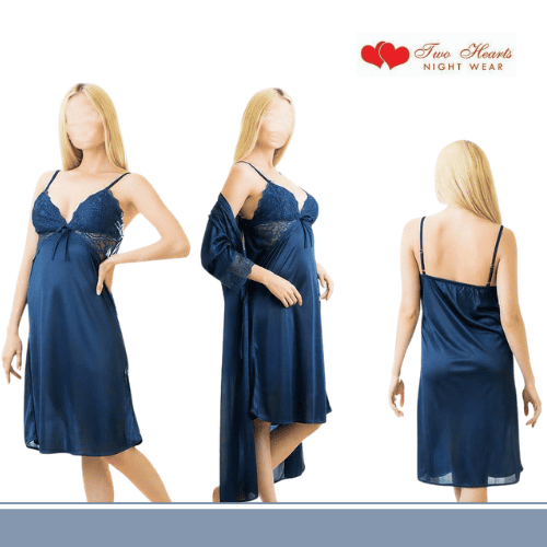 Two Hearts 2-Piece Silk Nighty Set