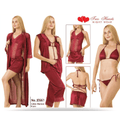 Elegant Silk 5 PC Night Wear With Bikini Set | Luxury Satin Lingerie Set for Women