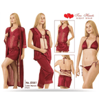 Elegant Silk 5 PC Night Wear With Bikini Set | Luxury Satin Lingerie Set for Women