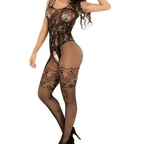 Full Body Stocking – Black Floral Fishnet Bodysuit
