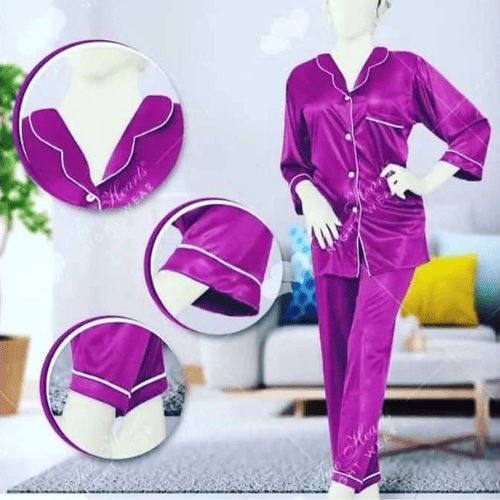 Silk Two Hearts PJ Set | Luxury Satin Night Suit for Women