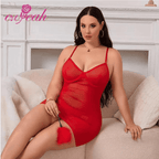 Elegant Back Knots Baby Doll Lingerie Set – Women’s Sexy Mesh Night Wear