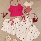 3 PC Heart Style Pajama Set – Women’s Cute Casual Sleepwear Set