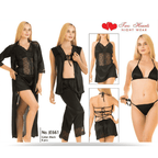 Elegant Silk 5 PC Night Wear With Bikini Set | Luxury Satin Lingerie Set for Women