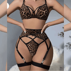 Leopard Garter Lingerie Set | Sexy Animal Print Lace Nightwear for Women