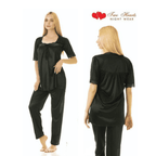 Two Hearts 2-Piece Silk Pajama Set with Front Net Lace