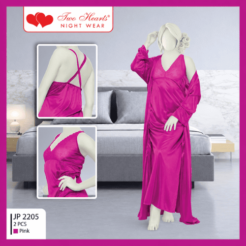 Two Hearts 2-Piece Silk Nighty Set