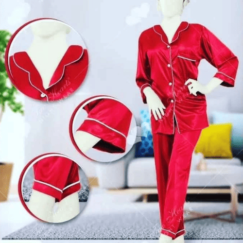 Silk Two Hearts PJ Set | Luxury Satin Night Suit for Women