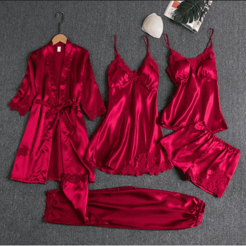 Royal Bridal 5 PC Silk Night Wear Set – Women’s Luxury Satin Sleepwear Set  Short Description: