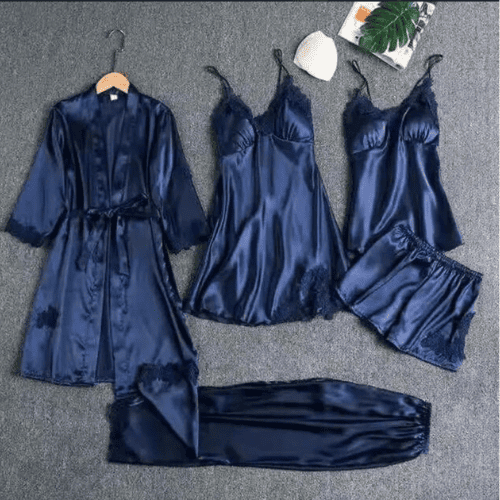 Royal Bridal 5 PC Silk Night Wear Set – Women’s Luxury Satin Sleepwear Set  Short Description: