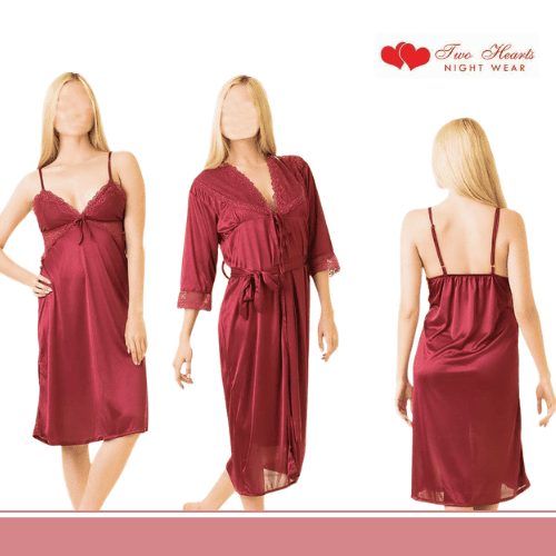 Two Hearts 2-Piece Silk Nighty Set