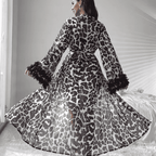 Long Net Gown – Printed Sheer Nightwear Robe