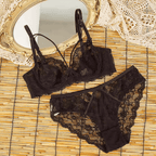 Net See-Through Wired Bra Set