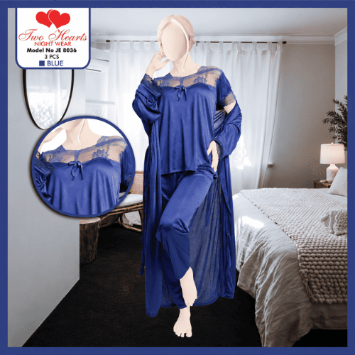 Three-Piece Soft Silk Night Dress Set