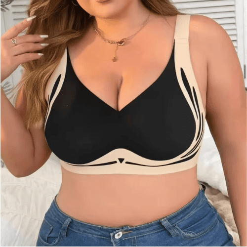 Plus-Size Seamless Padded Full-Coverage Wireless Bra - Random Colours