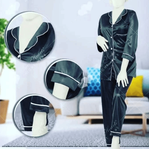 Silk Two Hearts PJ Set | Luxury Satin Night Suit for Women