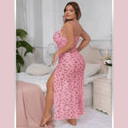 Floral Arabian Style Front Cuts Lingerie Set – Women’s Elegant Night Wear