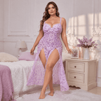 Floral Arabian Style Front Cuts Lingerie Set – Women’s Elegant Night Wear